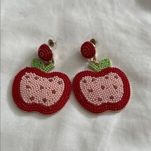 Beaded Apple Earrings
